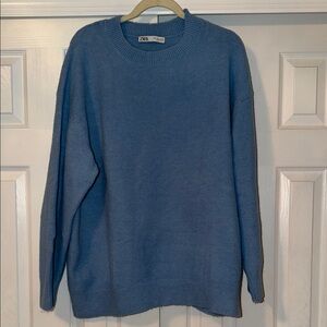 Zara women’s oversized  Classic Blue Crewneck Sweater